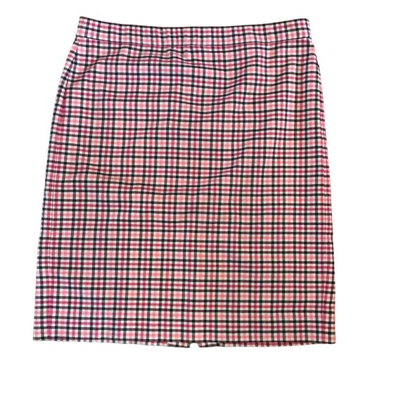 Lands End Skirt Pink & Black Plaid Knee-Length Womens Size 10 Cotton Classic - Picture 1 of 5